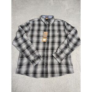 Tailor Vintage Connecticut Flannel Shirt Mens Large Gray/Black Plaid Button Down